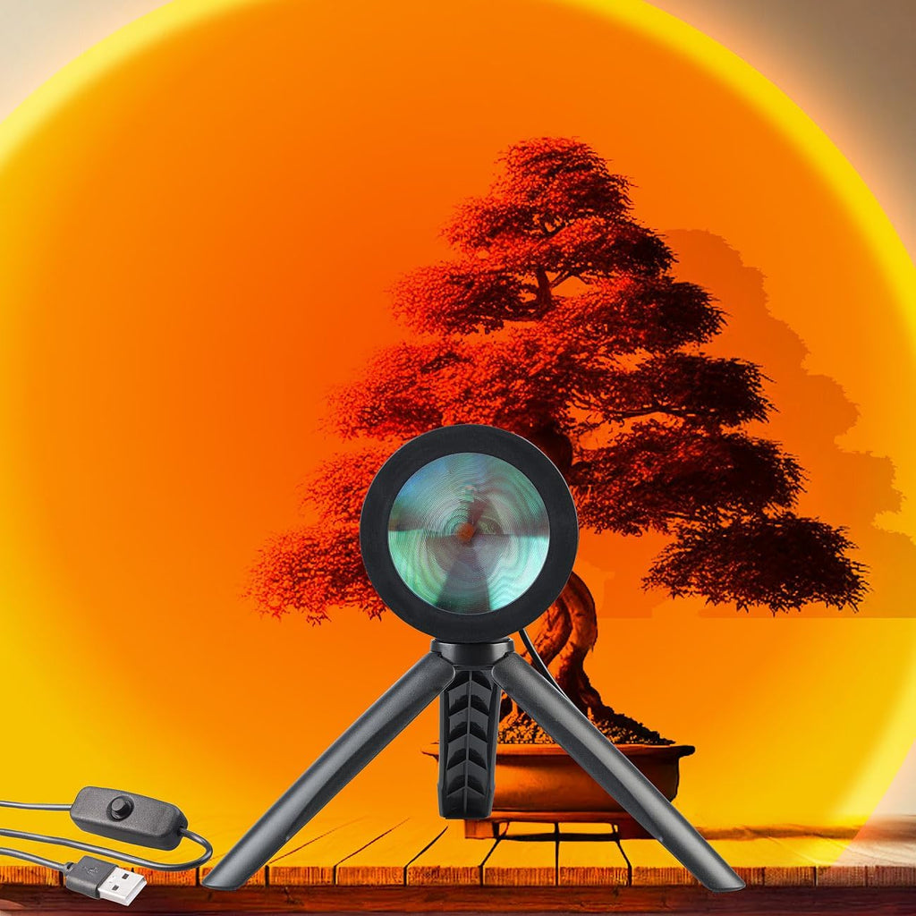 PEARL Sonnenuntergangsleuchte: Sonnenuntergangs-Led-Projektionslicht Mit Stativ, 7 W, USB (LED Sonnenuntergangsleuchte, Sonnenlampe, Sonnenuntergang)